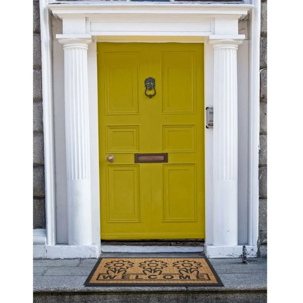Geometric Entrance Door Mat, 100% Natural Coconut Husk Fibers & Non-Skid